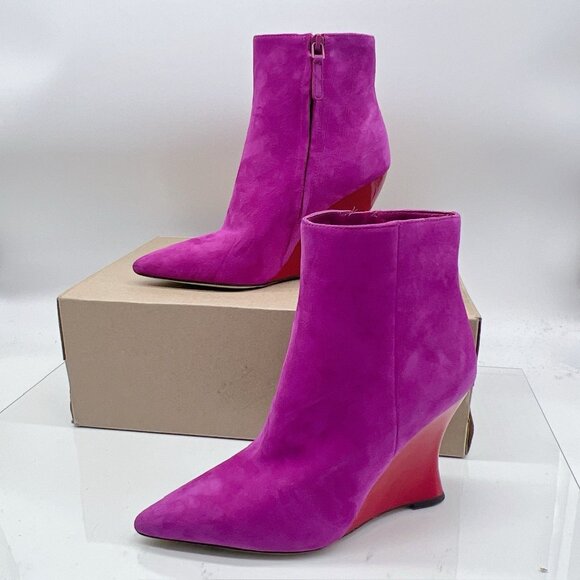 Tory Burch Women's Sculpted Wedge Heel Ankle Boot Bootie Fuchsia Pink Suede US 7 - Picture 3 of 13